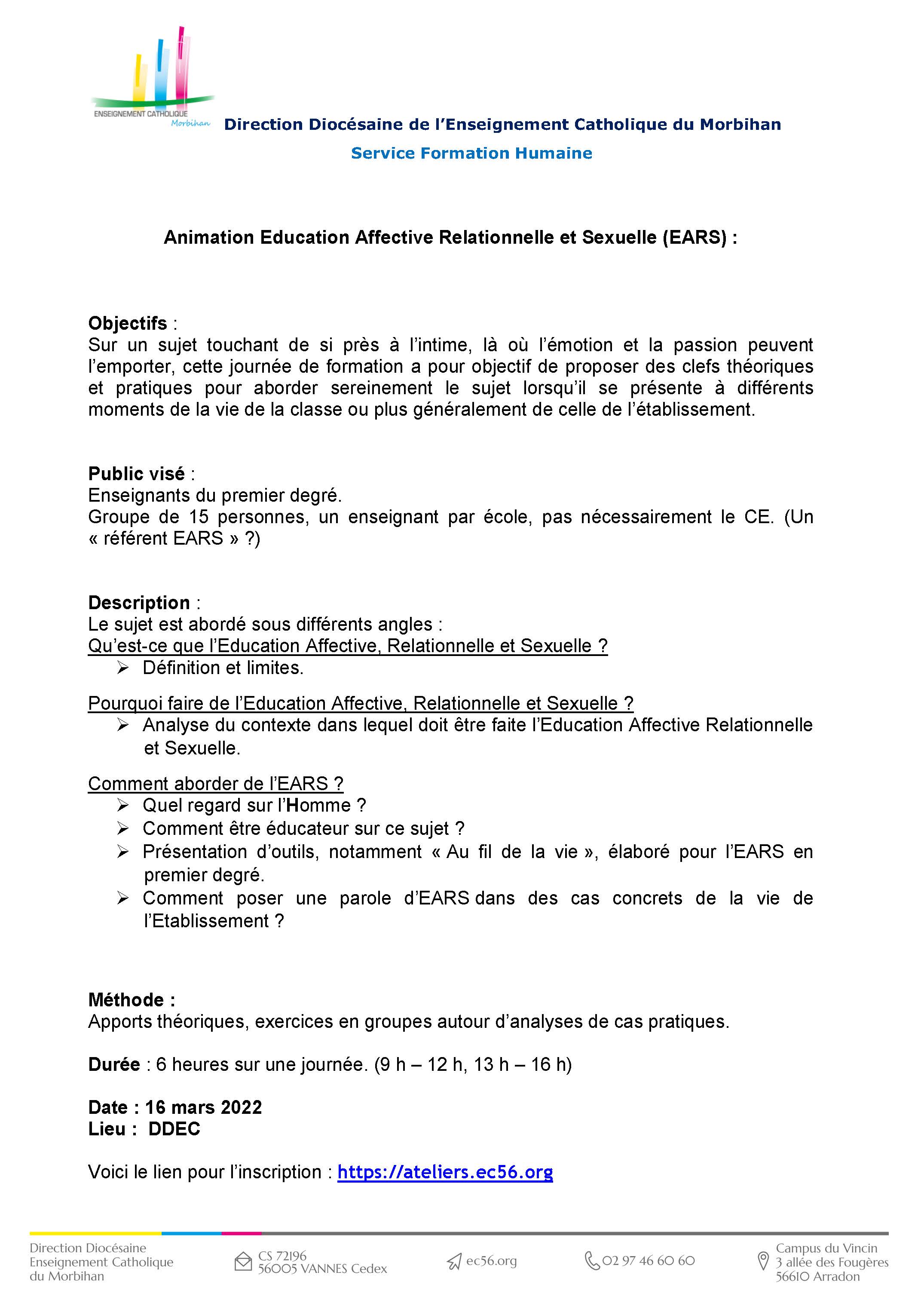 animation EARS enseignants