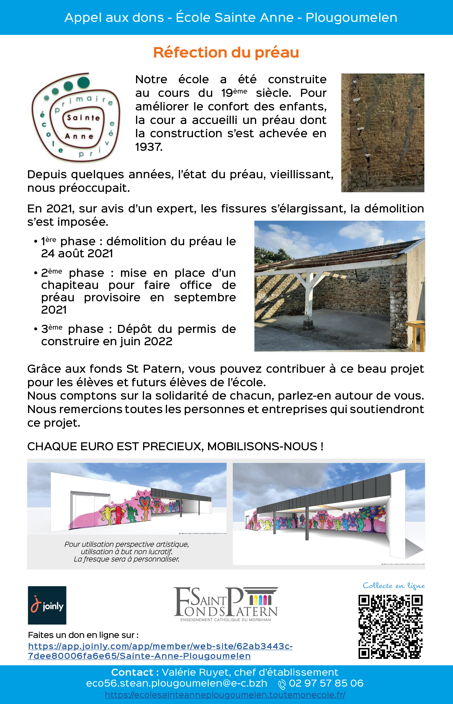 Réfection du préau - école Ste Anne Plougoumelen