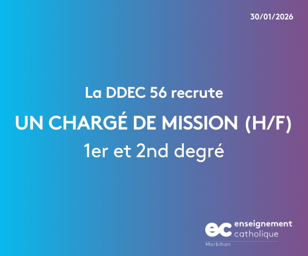 La DDEC 56 recrute un chargé de mission (H/F) 1er et 2nd degré